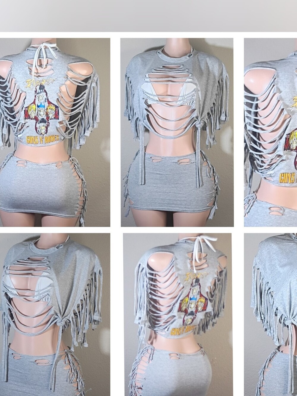Gray Guns N Roses Custom Skirt Set